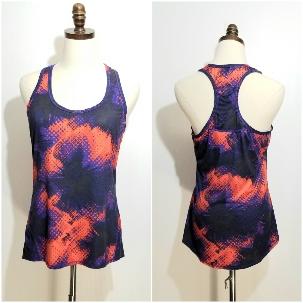 Athleta Women's Racerback Active Workout Orange Purple Black Tank Top,  Medium
